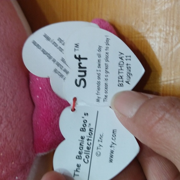 Ty Beanie Boos SURF the Pink Dolphin 2014 RARE & RETIRED Plush Stuffed Pink - Picture 9 of 17